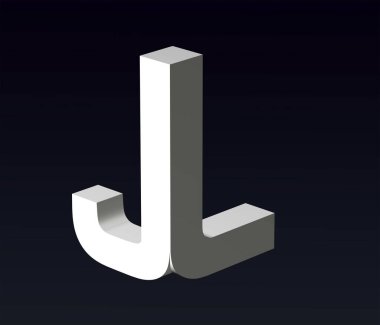 Font stylization of the letters J and Z, R, D, L, G, E, C, B, font composition of the logo. 3D rendering.