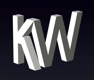 Font stylization of the letters K and Z, Y, W, V, M, S, A, font composition of the logo. 3D rendering.