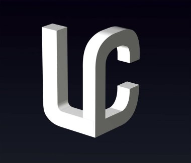 Font stylization of the letters L and Z, Y, X, U, S, R, Q, R, P, O, N, M, K, H, J. F, E, D, C. A, B, font composition of the logo. 3D rendering.