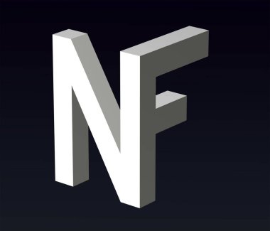 Font stylization of the letters N and Z, W, E,  V, T, S, R, Q, O, N, G, F, E, D, C, B, A, P, font composition of the logo. 3D rendering.