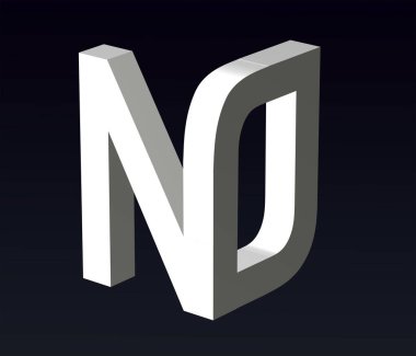 Font stylization of the letters N and Z, W, E,  V, T, S, R, Q, O, N, G, F, E, D, C, B, A, P, font composition of the logo. 3D rendering.