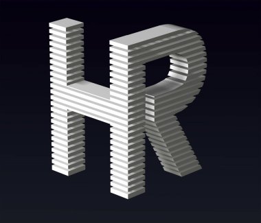 Font stylization of the letters H and R, font composition of the logo. 3D rendering.