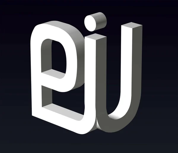 Font stylization of the letters PJ and R, Z, Y, X, V, W, R, U, N, M, K,H, B, font composition of the logo. 3D rendering.