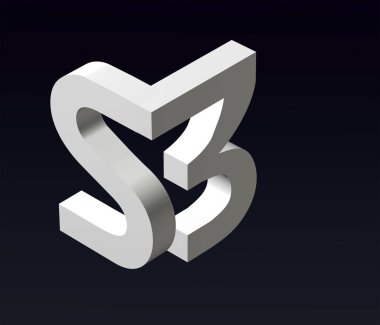  S ve B harflerinin yazı tipi şekillendirmesi, D, P, R, V, W, 3, logonun yazı tipi. 3d oluşturma