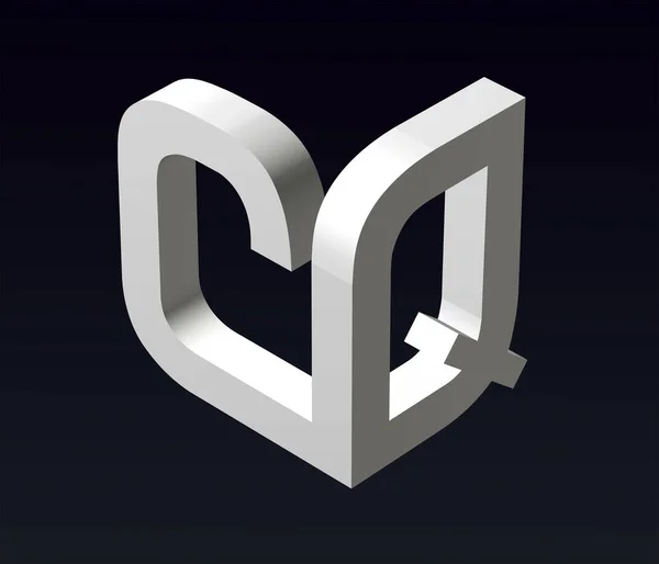 字母C和A Z的字体组合 3D可视化 — 图库照片