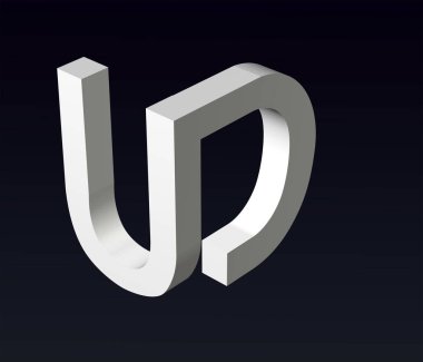 U ve A, C, D, E, F, G, H, K, L, M, N, O, P, R, T, W, Z harflerinin yazı tipi bileşimi. 3d oluşturma