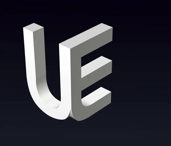 Font stylization of the letters U and A, C, D, E, F, G, H, K, L, M, N, O, P, R, T, W, Z, font composition of the logo. 3D rendering