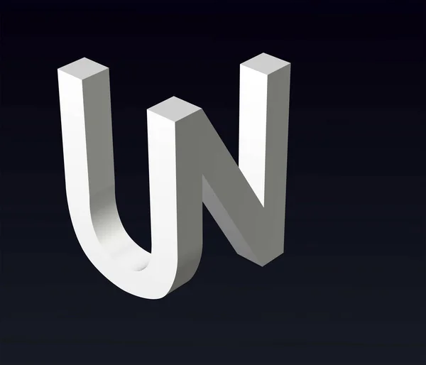 文字UとA ロゴのフォント構成のフォントスタイル 3Dレンダリング — ストック写真