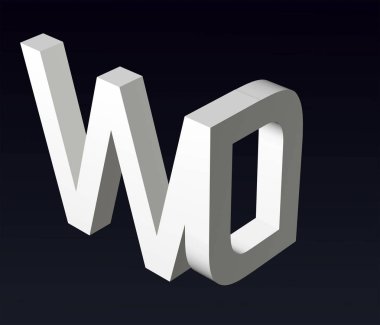  Font stylization of the letters W and Z, Y, W, V, T, R, P, O, N, M, L, K, H. G, F, E, D, B, A, font composition of the logo. 3D rendering.