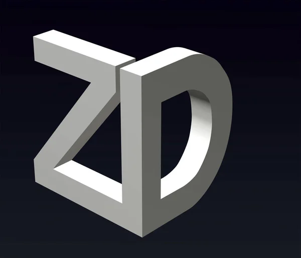 Font stylization of the letters Z and D, font composition of the logo. 3D rendering.