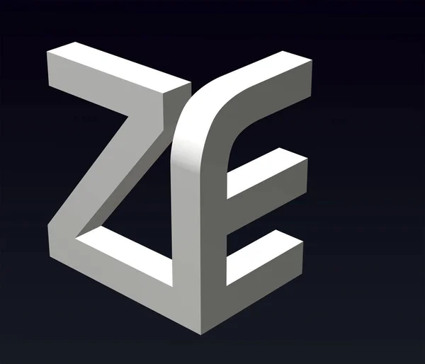 字体格式化字母Z和E 字体组成的标志 3D渲染 — 图库照片