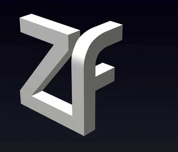 字体格式化字母Z和F 字体组成的标志 3D渲染 — 图库照片