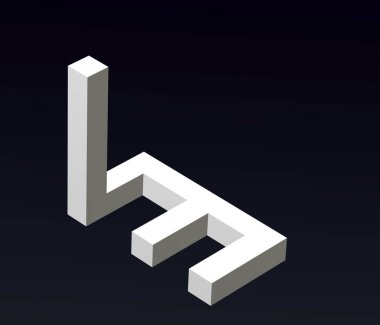 L ve E harflerinin yazı tipi stili, logonun yazı tipi. 3B görüntüleme.