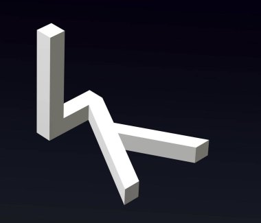 L ve Y harflerinin yazı tipi biçimi, logonun yazı tipi bileşimi. 3B görüntüleme.