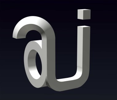 A ve I harflerinin yazı tipi stili, logonun yazı tipi. 3B görüntüleme.