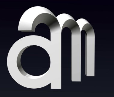 A ve F harflerinin yazı tipi, M, L, J, J, E, C, B, logonun yazı tipi bileşimi. 3d oluşturma.