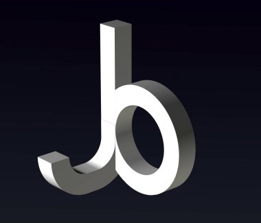 B ve J, L harflerinin yazı tipi, logonun yazı tipi bileşimi. 3d oluşturma.