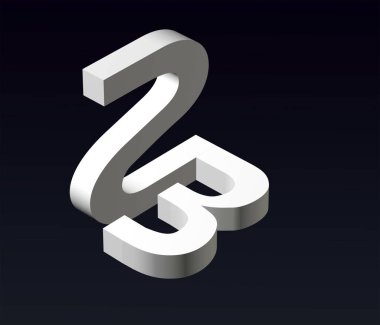 S ve Z harflerinin yazı tipi biçimi, Y, L, P, E, B, logonun yazı tipi bileşimi. 3d oluşturma.