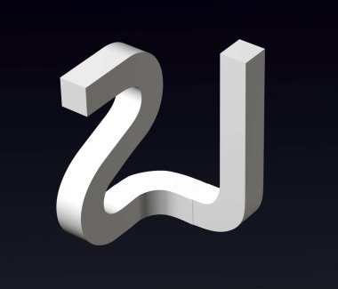 S ve Z harflerinin yazı tipi biçimi, Y, L, P, E, B, logonun yazı tipi bileşimi. 3d oluşturma.