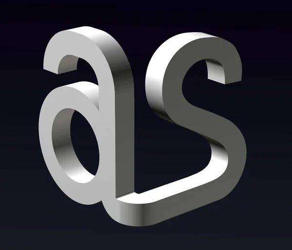 Font stylization of the letters A and S, font composition of the logo. 3D rendering.