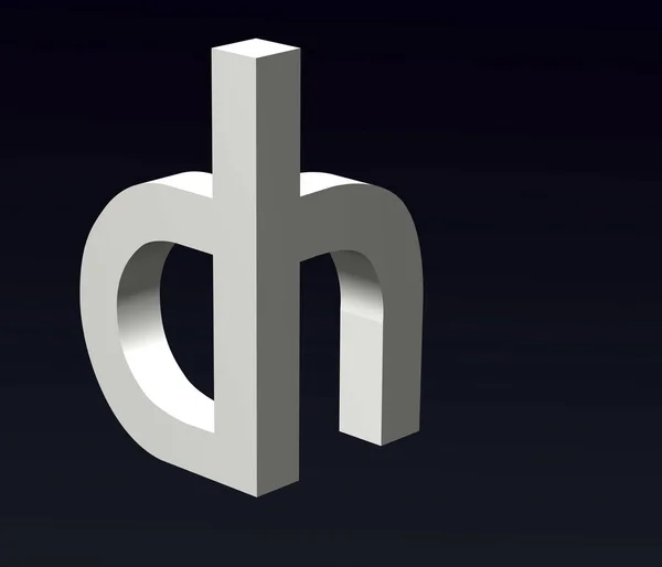 Font stylization of the letters D and S, K, H, Z, B, J, font composition of the logo. 3D rendering.