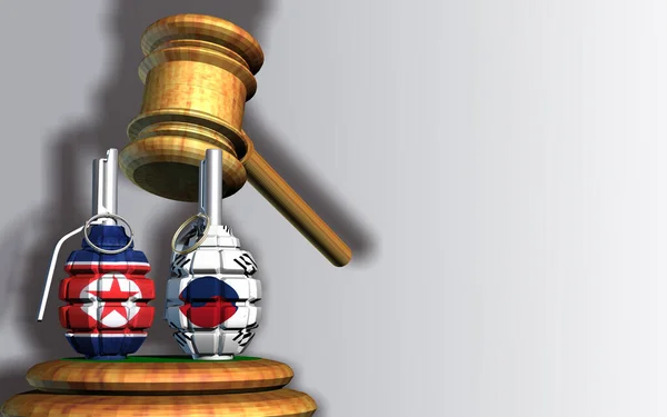 Hand Grenade Texture North Korean Flag Hammer Judge Juror American — Stock Photo, Image