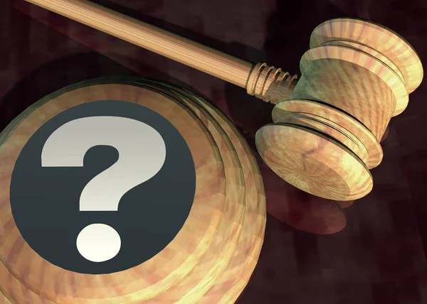 Judge Hammer Jury Question Mark Rendering — Stock Photo, Image