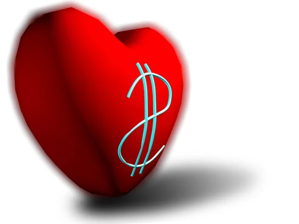 Rendering Red Heart White Dollars Logo Center Edges Blurred Purpose — Stock Photo, Image