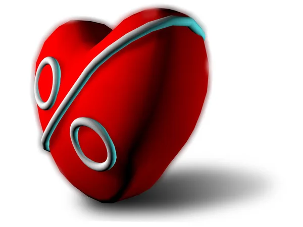 Renderização Coração Vermelho Porcentagem Volume Branco Bordas São Borradas Propósito — Fotografia de Stock