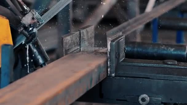 Metal cutting saw. Metal processing — Stock Video