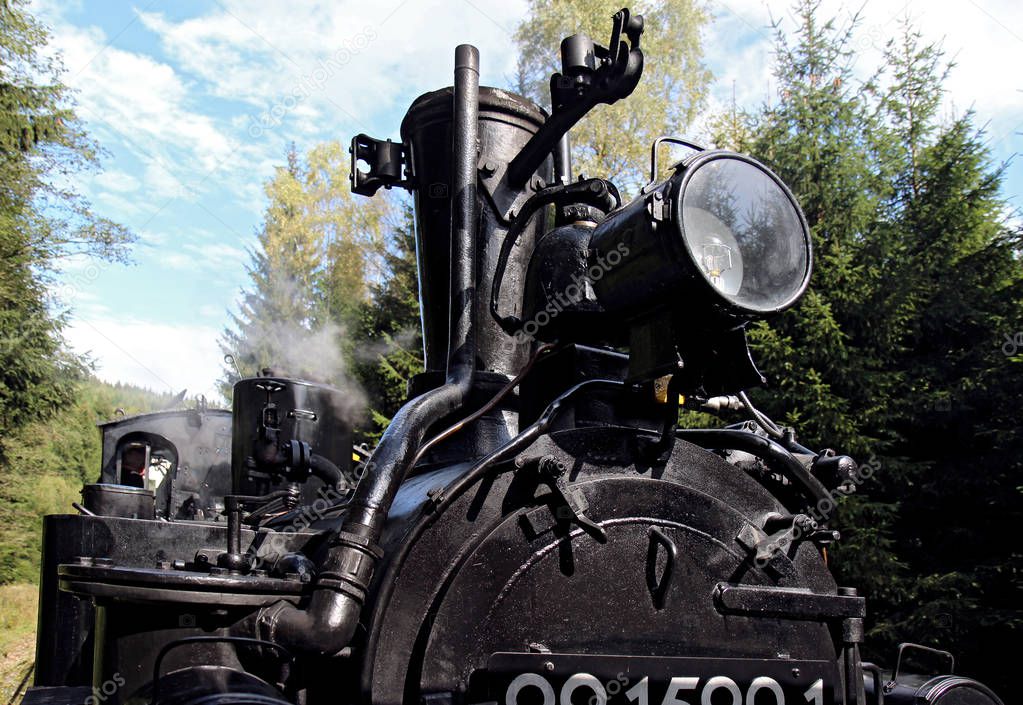 detail of old steam locomotive