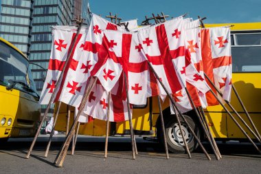 Georgia beyaz ve kırmızı bayrak sallıyor