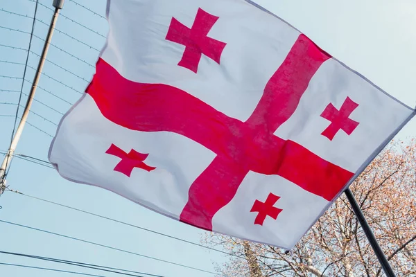 Georgia waving flag white and red flag — Stock Photo, Image