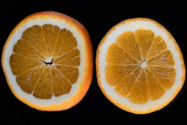 Ripe orange isolated on black background Clipping Path — Stock Photo, Image