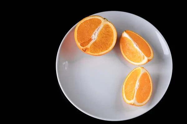 Ripe orange isolated on black background Clipping Path — Stock Photo, Image