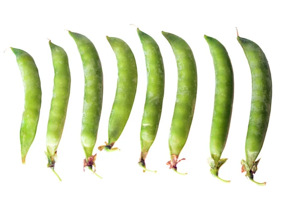 白い背景の上の隔離されたエンドウ豆の鞘 — ストック写真