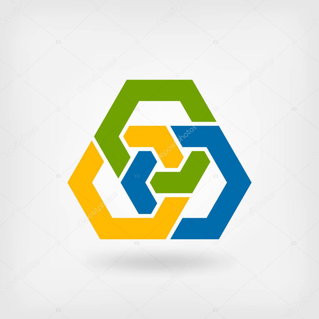 Abstract tri-color interlocking hexagons. vector illustration - eps 10