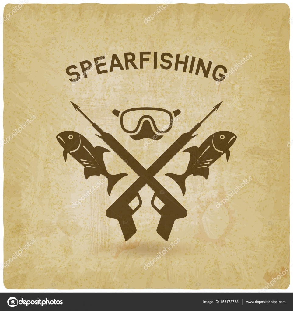 Spearfishing club concept design. underwater hunting Stock Vector