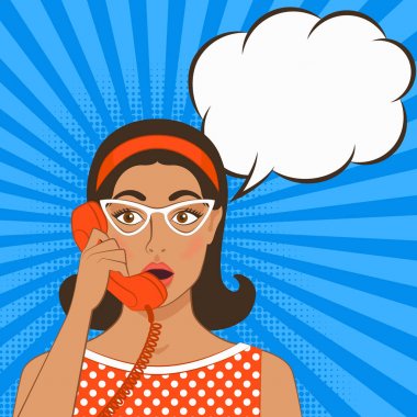 Kız çizgi roman arka plan üzerinde telefon yakışıklı ile