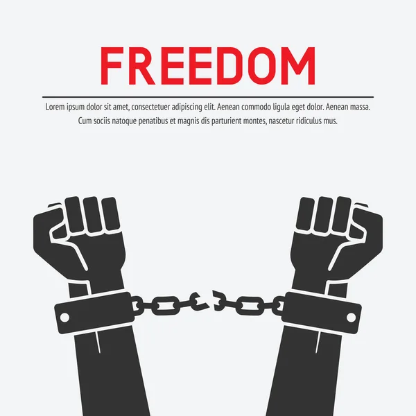 Hands broken chains. freedom concept — Stock Vector