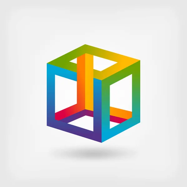 Impossible cube multicolore symbole abstrait — Image vectorielle