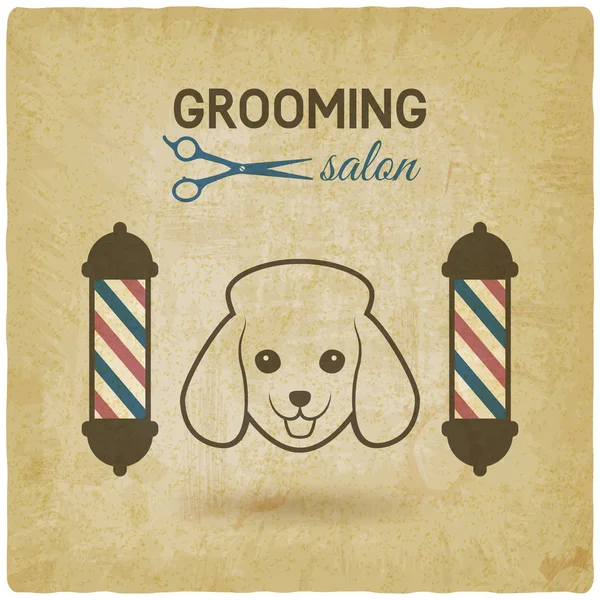 Pet grooming salone logo design vintage sfondo — Vettoriale Stock