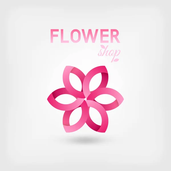 Diseño del logo de la tienda de flores rosa — Vector de stock
