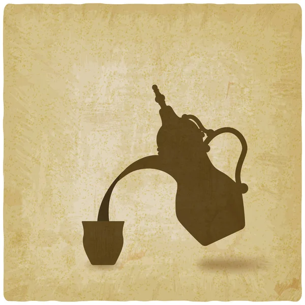 Arabic coffee pot old background — Stock Vector