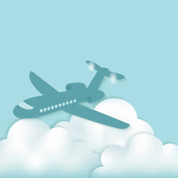 Avión sobre nubes — Vector de stock