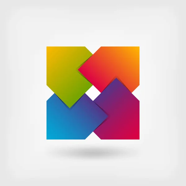 Abstracte vierkante symbool in regenboogkleuren — Stockvector