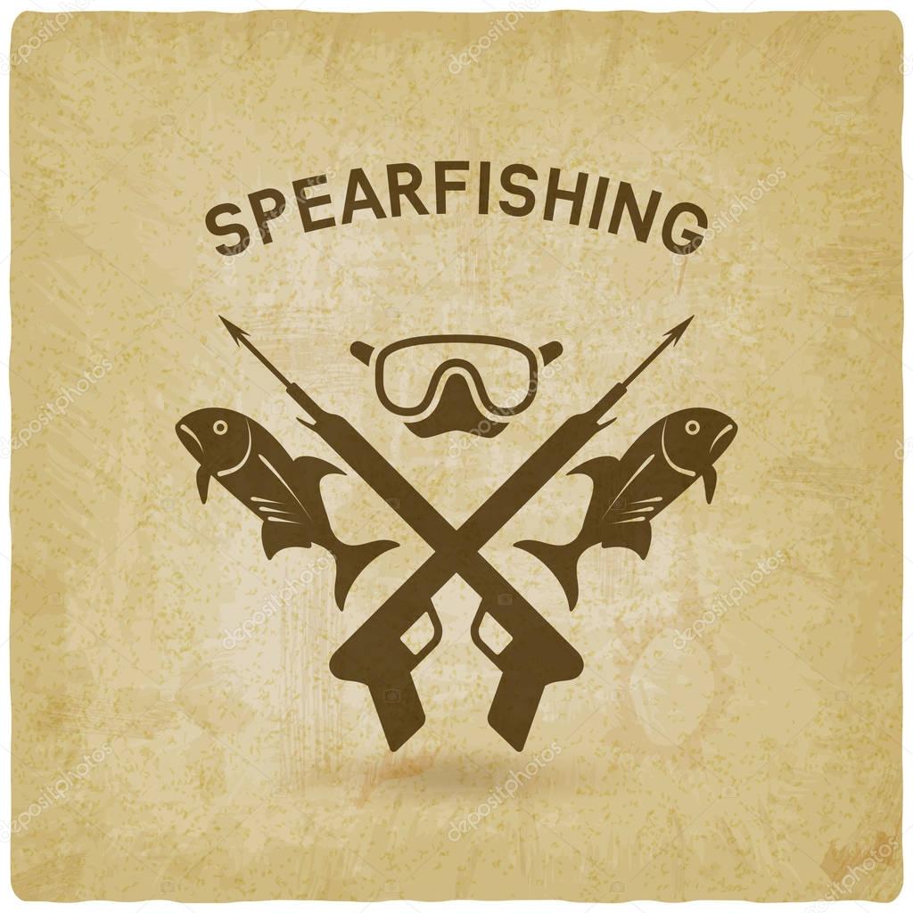 Spearfishing club concept design old background. underwater hunting. vector illustration - eps 10