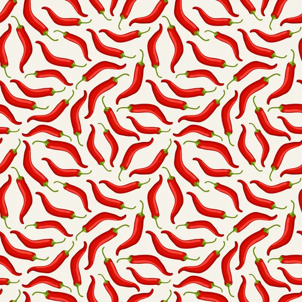 Red chilli pepper seamless pattern on white background — Stock Vector