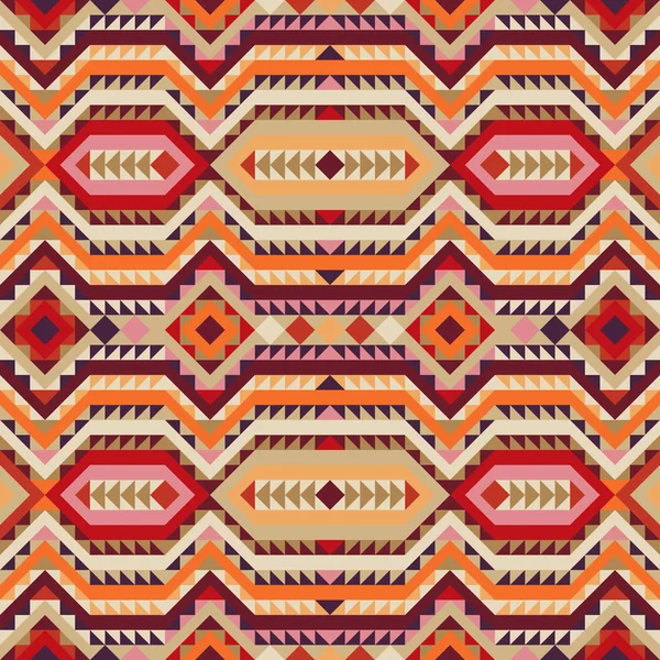 Patrón étnico tribal sin costuras en los colores de otoño — Vector de stock