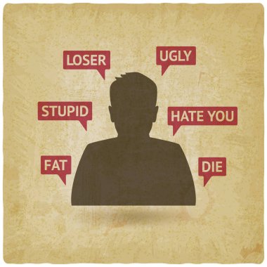 genç çocuk kurban cyberbullying antika arka plan